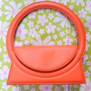 Women's Orange Faux Leather Over Shoulder/Tote Bag